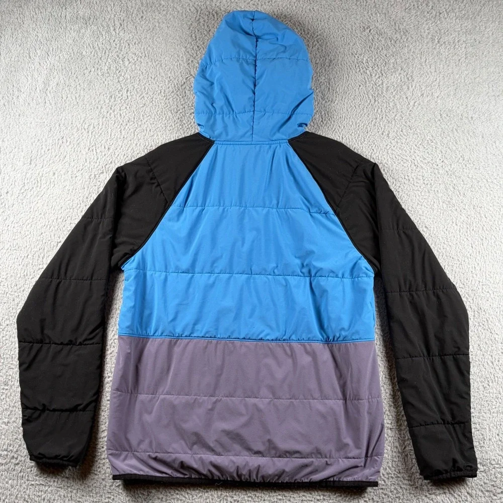 The North Face Mens M Colorblock Blue Black Gray Insulated Pullover Hoodie Hike